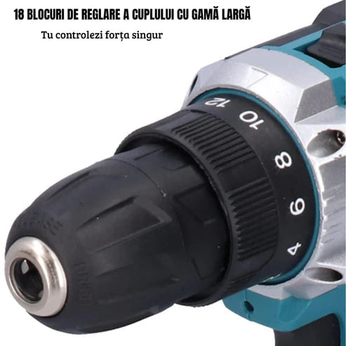 DrillMaster | Ηλεκτρικό Δράπανο με Κρούση και Μπαταρία (Πλήρες Γερμανικό Σετ)