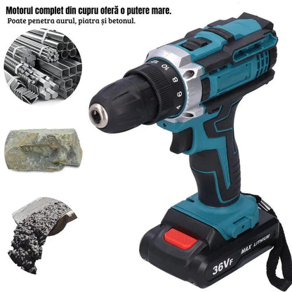 DrillMaster | Ηλεκτρικό Δράπανο με Κρούση και Μπαταρία (Πλήρες Γερμανικό Σετ)